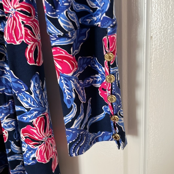 Lilly Pulitzer Low Tide Navy (Blue and Pink Floral Maxi) long sleeve. - Picture 6 of 7